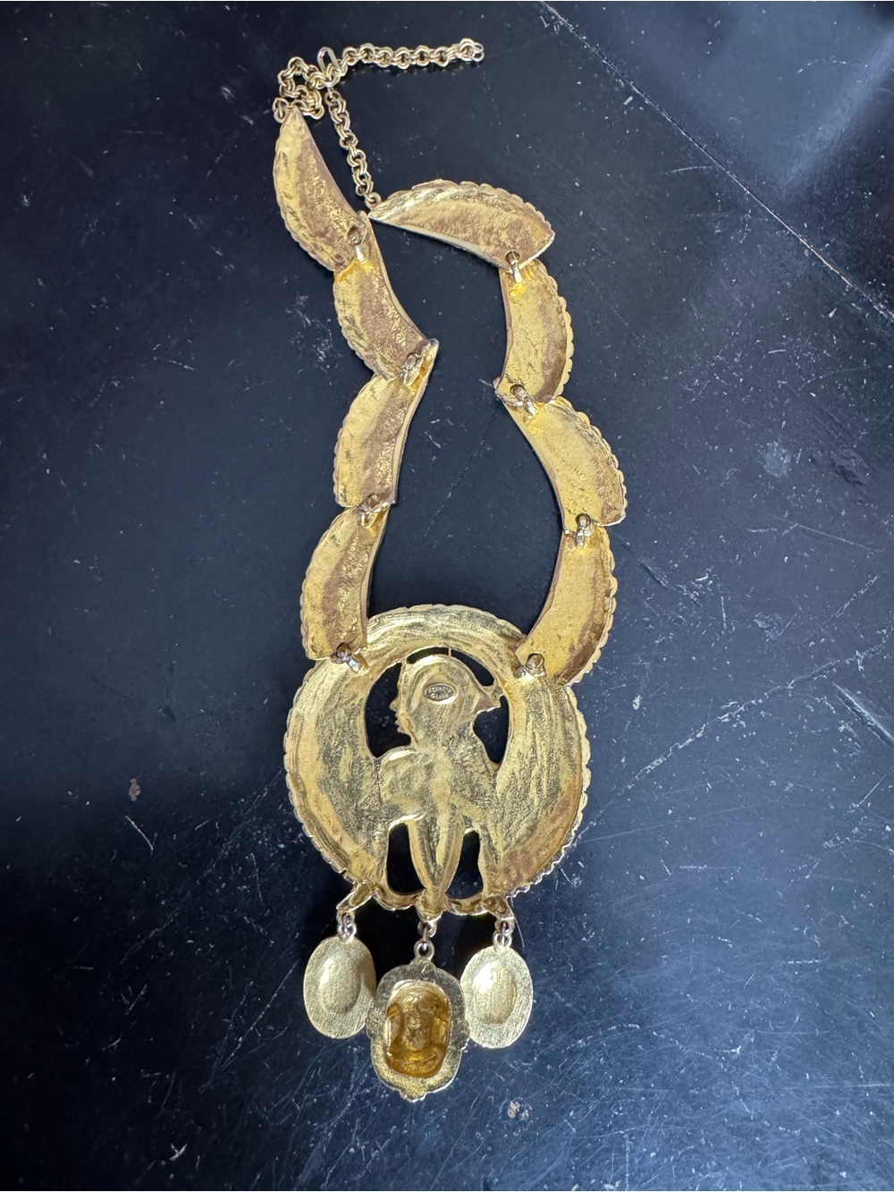 RARE Kenneth Jay Lane Gold-Tone Egyptian Revival Statement Necklace - Picture 3 of 4